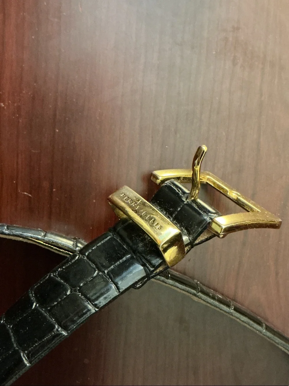 Perry Ellis Black Belt with Gold-Tone Buckle